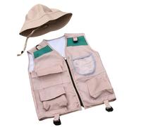 Lerpwige Outdoor Explorers Kit per bambini Dress Up & Fingere Giocare Costumi Lavabile Bambini Safari Gilet Safari Cappello Per Ragazzi Ragazze Outdoor Adventure Camping Gear Kit Costume