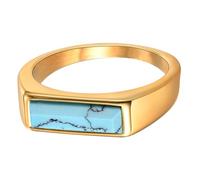 Lerpwige Pietre preziose turchesi autentiche anelli impilabili lunette protettori bordi in acciaio inox resistente al sudore gioielli da sposa gioielli resistenti ai graffi turchese dichiarazione