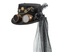 Lerpwige Punk Cappello da costume con Dark Series e occhiali protettivi Design Victorian Styles Head Accessorio per adulti servizi fotografici accessori di scena