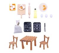 Lerpwige Sedie da tavolo, sacchetti di farina, uova da forno, per fare come dignità, set da cucina, realistico, case delle bambole, set di cottura, whisk, miniatura, accessori per la cottura