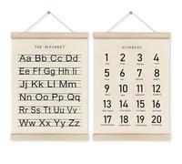 Lerpwige Set Di 2 Alfabeti E Numerosi Poster Da Parete Con Cornice In Legno Per Istruzione Prescolare E Arte Della Parete Asilo
