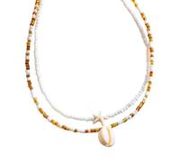 Lerpwige Set di 2 Pezzi Fatti A Mano Boemia Doppio Strato Stella Marina Collane Perline Ideale Per Gli Amanti Della Naturale E Festival Della Musica GOE Black Collana, Taglia unica, come descritto