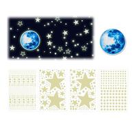 leruiyezs 1086 Pezzi Stelle Luminose Con Luna E Stelline Luminose Autoadesive,Adesivi Murali Fluorescenti Per Parete E Soffitto,Stellato Con Stelle Fluorescenti Adesive Soffitto Per Camera,Soggiorno