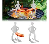 leruiyezs 2 PCS Supporto per Salsicce Barbecue in Acciaio Inox con Design Divertente a Forma Umana per Barbecue à Saucisses Campeggio Picnic Accessori da Griglia per Regali Originali