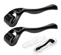 leruiyezs 2pcs Dermaroller Capelli con Micro-Aghi 0.5 mm e 1 mm, Derma Roller per Trattamento Cute e Pelle, Strumento Microneedling per Riduzione Cicatrici, Rughe e Supporto Cura Barba e Viso