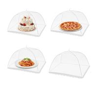 leruiyezs 4 PCS Coprivivande per Alimenti a Rete Pieghevole, Coprivivande a Rete Riutilizzabili 32x32 cm per Protezione Cibo, Frutta, Carne, BBQ, Picnic, Campeggio, Feste all’Aperto (Bianco)