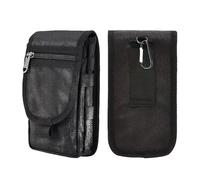 leruiyezs Porta Cellulare Da Cintura,Portatelefono Da Cintura Uomo,Nero,Custodia Tattica Multiuso Resistente Con Tasche Multiple Per Escursioni Campeggio Alpinismo Ciclismo,per iPhone Samsung Huawei