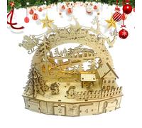 Leryveo Calendario 'Avvento di Natale, Puzzle in legno - Conto alla rovescia per i kit di moismo natalizio,Moo di assemblaggio di puzzle meccanici da costruire con luce LED, centrotavola da tavolo