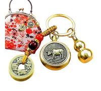 leryveo Portachiavi Zodiacale Cinese, Portachiavi Feng Shui Cinese - Portachiavi per Auto Zucca | Portachiavi in Ottone con Zucca Cinese, Decorazioni con Monete Feng Shui, Portachiavi con Zodiaco