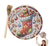 Leryveo Tamburo a mano a percussione sciamanica, Tamburo sciamanico - Tamburo musicale dello spirito natalizio,Strumento sciamanico per adulti, strumento di guarigione del suono del tamburo, ornamento