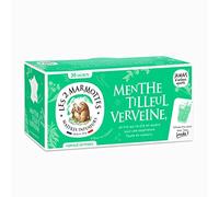 Les 2 Marmottes Minztee Linde Verbene, morbidezza e freschezza per il benessere serale e il relax, 30 pezzi