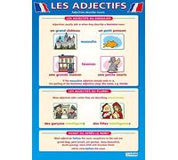 Les Adjectifs | Poster per l'apprendimento delle lingue | Carta lucida laminata misura 850 mm x 594 mm (A1) | Tabelle delle seconde lingue per l'aula | Grafici didattici di Daydream Education