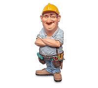 Les Alpes Figura Carpentiere, 18,5cm - Statuina Figurina Dipinta a Mano in Resina Sintetica, Testa movibile - Collezione Funny World Mestieri Artigiani - 014 77042