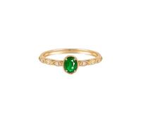 Les Anelli - Anello da donna smeraldo in oro giallo 9 carati/14 carati/18 carati, ovale con smeraldo e diamante da 0,25 ct, taglio solido, non placcato di primo, per sorella laurea gioielli, 57.5, Oro
