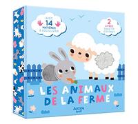 Les animaux de la ferme: Coffret en 2 volumes : Les animaux de la ferme ; Les animaux du pré. Avec 14 matières à découvrir