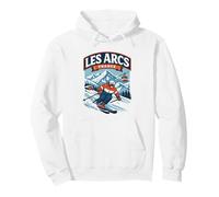 Les Arcs Francia Sci Retro Montagna Grafica Felpa con Cappuccio