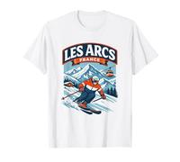 Les Arcs Francia Sci Retro Montagna Grafica Maglietta