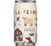LES ARTISTES Paris A-4340 - Borraccia termica Thermos da 280 ml, senza BPA, riutilizzabile, beccuccio pieghevole con cannuccia, in acciaio inox, design Farm