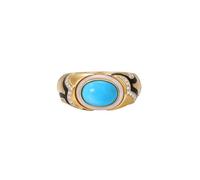 Les Bijoux - Gioielli da donna, fantasia turchese, oro giallo 9 carati/14 carati/18 carati, ovale, 9 x 7 mm, con turchese e diamante, taglio solido, non placcato, popolare per donne e festa della