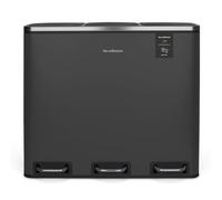 Les Collectors N°990 Pattumiera per raccolta differenziata a pedale, Capacità 54 L, 3 scomparti 18L, Resistente, Cucina, Contenitori estraibili, Riciclo, Chiusura silenziosa, Grigio antracite