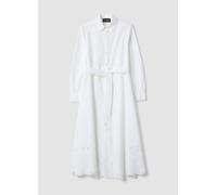 LES COPAINS, Abito Lungo Bianco In Puro Cotone Regular Fit Con Ricami, Donna, Bianco, Taglia: 42