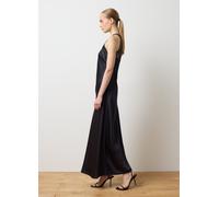 LES COPAINS, Abito Lungo In Satin Nero Regular Fit, Donna, Nero, Taglia: 48
