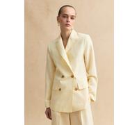 LES COPAINS, Blazer Doppiopetto In Lyocell E Lino Avorio Regular Fit, Donna, Bianco, Taglia: 46