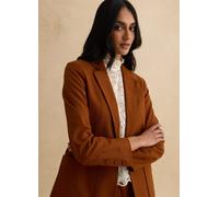 LES COPAINS, Blazer Marrone In Cotone E Lino Regular Fit, Donna, Marrone, Taglia: 40