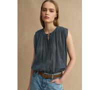 LES COPAINS, Blusa Senza Maniche In Puro Cotone Blu Regular Fit, Donna, Blu, Taglia: XL