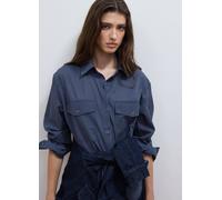 LES COPAINS, Camicia Blu In Misto Cotone E Lyocell A Quadretti Regular Fit, Donna, Blu, Taglia: L
