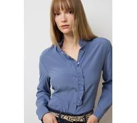LES COPAINS, Camicia Blu Regular Fit Con Volant, Donna, Blu, Taglia: 44
