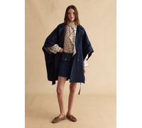 LES COPAINS, Cappotto Lungo In Misto Cotone Blu Oversize Fit, Donna, Blu, Taglia: ONE SIZE