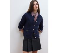 LES COPAINS, Cardigan Blu In Puro Cotone A Maglia Con Girocollo, Donna, Blu, Taglia: L