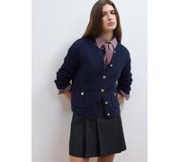 LES COPAINS, Cardigan Blu In Puro Cotone A Maglia Con Girocollo, Donna, Blu, Taglia: XL