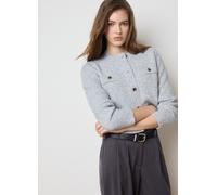 LES COPAINS, Cardigan Grigio Mélange A Maniche Lunghe Regular Fit, Donna, Grigio, Taglia: L