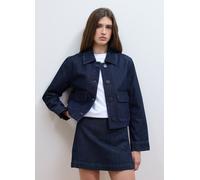 LES COPAINS, Giacca Cropped Blu In Denim Di Puro Cotone Regular Fit, Donna, Blu, Taglia: M