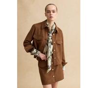 LES COPAINS, Giacca Elegante Marrone Con Bottoni Dorati Effetto Camoscio Regular Fit, Donna, Marrone, Taglia: XS