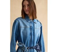 LES COPAINS, Giacca In Puro Cotone Denim Blu Regular Fit Con Cintura, Donna, Denim, Taglia: L