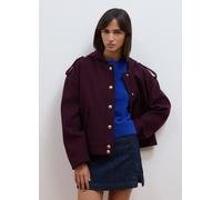 LES COPAINS, Giacca Viola Con Cappuccio E Bottoni A Pressione, Donna, Viola, Taglia: M