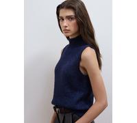 LES COPAINS, Gilet Blu In Misto Lana Con Collo Rialzato Regular Fit, Donna, Blu, Taglia: XL
