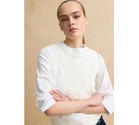 LES COPAINS, Gilet In Puro Cotone Bianco Regular Fit Con Design Floreale, Donna, Bianco, Taglia: L