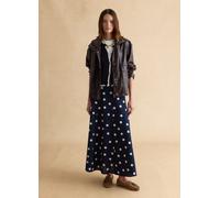 LES COPAINS, Gonna Lunga Blu A Pois Bianchi In Misto Cotone E Lino, Donna, Multicolor, Taglia: S