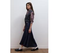 LES COPAINS, Gonna Midi In Denim Di Puro Cotone, Donna, Blu, Taglia: XL