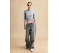 LES COPAINS , Jeans Grigi In Puro Cotone Wide Leg, Donna, Grigio, Taglia: 48
