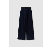 LES COPAINS, Jeans In Cotone Elasticizzato Blu Wide Leg, Donna, Blu, Taglia: 38