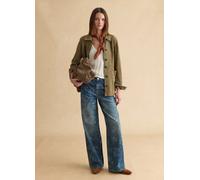 LES COPAINS, Jeans In Puro Cotone Denim Blu Wide Leg Con Design Floreale, Donna, Denim, Taglia: 40