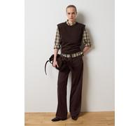 LES COPAINS, Jeans Wide Leg Marroni In Puro Cotone, Donna, Marrone, Taglia: 48