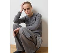 LES COPAINS, Maglione Grigio Regular Fit Con Dettagli Decorativi In Strass, Donna, Grigio, Taglia: M