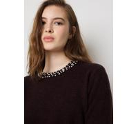 LES COPAINS, Maglione Marrone Regular Fit Con Collo Gioiello, Donna, Marrone, Taglia: M