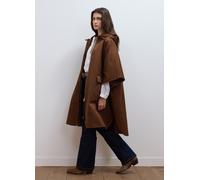 LES COPAINS, Mantella Marrone In Puro Cotone Con Cappuccio Over Fit, Donna, Marrone, Taglia: ONE SIZE
